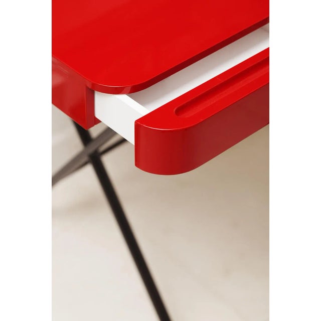 Cosimo Desk with Red Glossy Lacquered Top by Marco Zanuso Jr. for Adentro, 2017 For Sale - Image 10 of 13