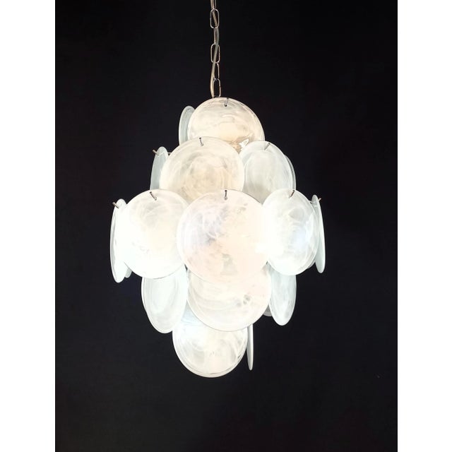 Vintage Murano Alabaster Disc Chandelier, 1968 For Sale - Image 15 of 15