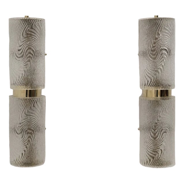 Modern Murano Glass and Brass Corteccia Sconces, 1989, Set of 2 For Sale