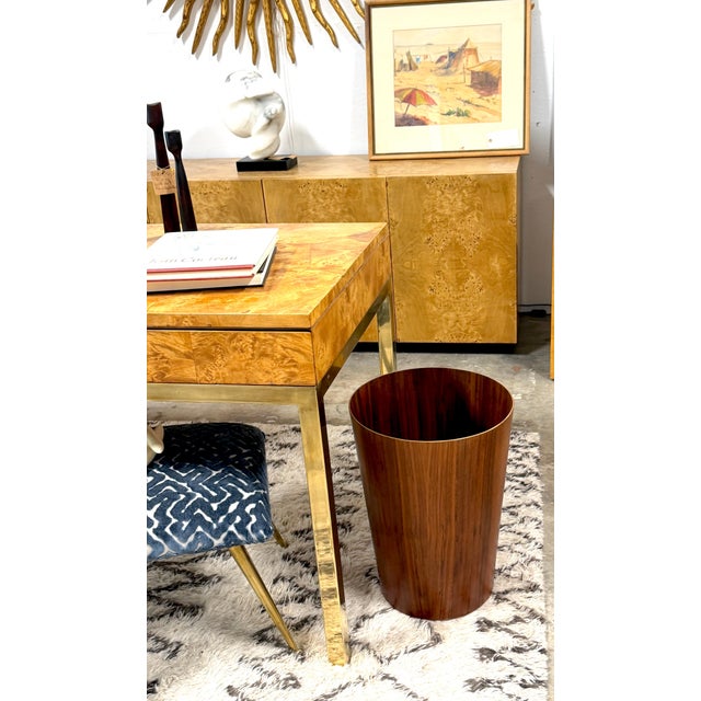 Oversized Swedish Modern Figured Rosewood Wastebasket Sweden, circa 1960s For Sale - Image 4 of 16