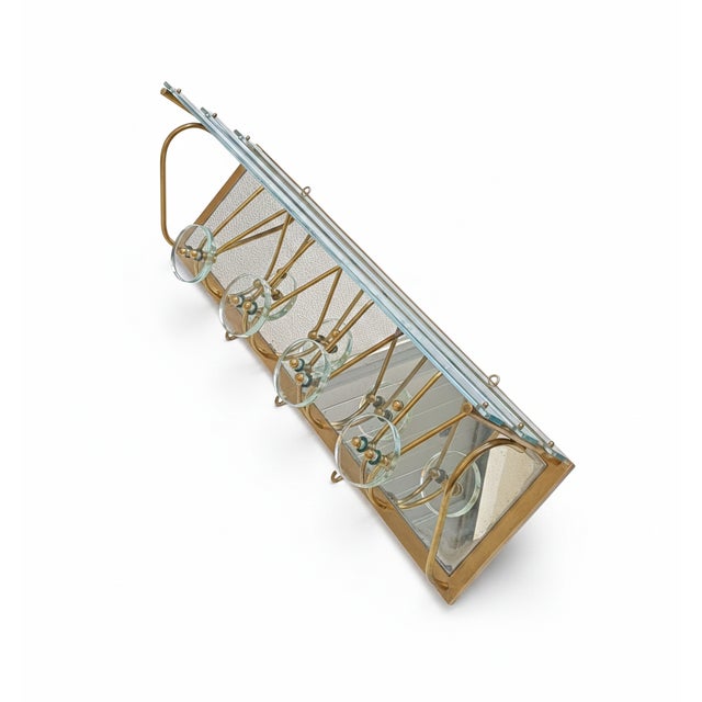 Vintage Wall-Mounted Coat Rack with Hat Rack in Brass, 1950s For Sale - Image 4 of 18