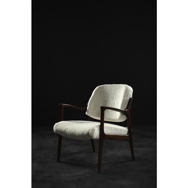 Mid-Century Modern Scandinavian Teak White Armchair Domus by Inge Andersson for Bröderna Andersson, 1960s For Sale - Image 14 of 18