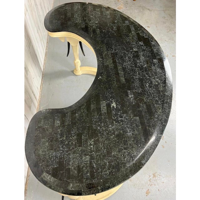 1990s Carved Wood Elephants With Tessellated Stone Top Desk For Sale - Image 9 of 17