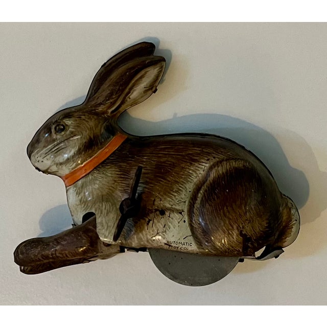 Lithographed Tinplate Clockwork Bunny Rabbit or Hare by the Automatic Toy Co. Staten Island, New York Circa 1930 For Sale - Image 18 of 18