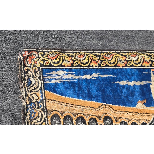 Textile Vintage Spanish Bull Fight W Matador and Bull Velvet Tapestry Made in Italy For Sale - Image 7 of 16