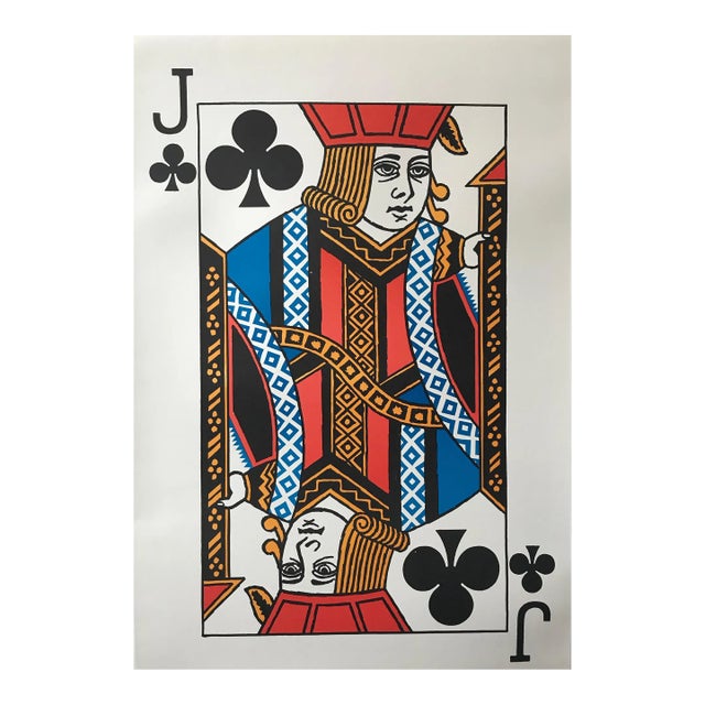 1967 Original American Vintage Playing Card Poster - Jack of Clubs (Linen-Backed) For Sale