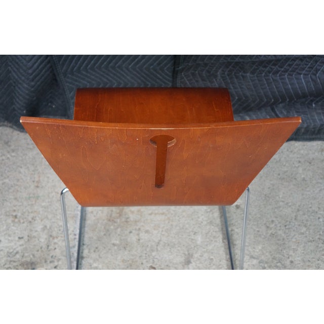 4 Mid Century Scandinavian Modern Bentwood Plywood Stacking Dining Side Chairs For Sale - Image 13 of 18