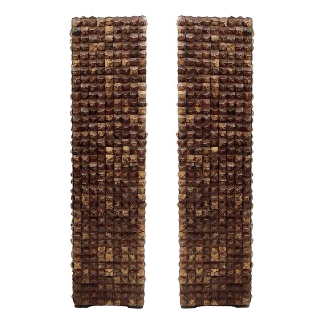 Coconut Mosaic Shell Plant Holders, Set of 2 For Sale