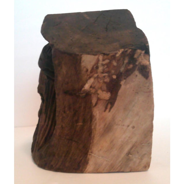 Wood Hand-Carved Head of Jesus Christ Tree Head Bust Artistic Brutalist For Sale - Image 7 of 11