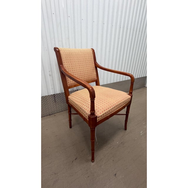 Hollywood Regency 1980s Set Labelled Cabot Wrenn Faux Bamboo Dining Chairs-4 For Sale - Image 3 of 4