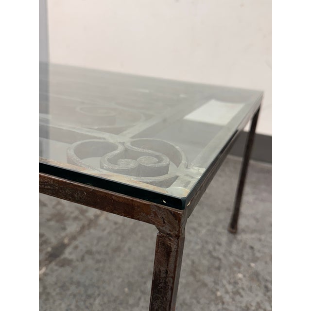 Black 19th Century French Gate + Glass Custom Coffee Table For Sale - Image 8 of 12