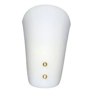 Small Italian Wall Lamp with White Plastic Shade and Brass Bracket, 1960s For Sale