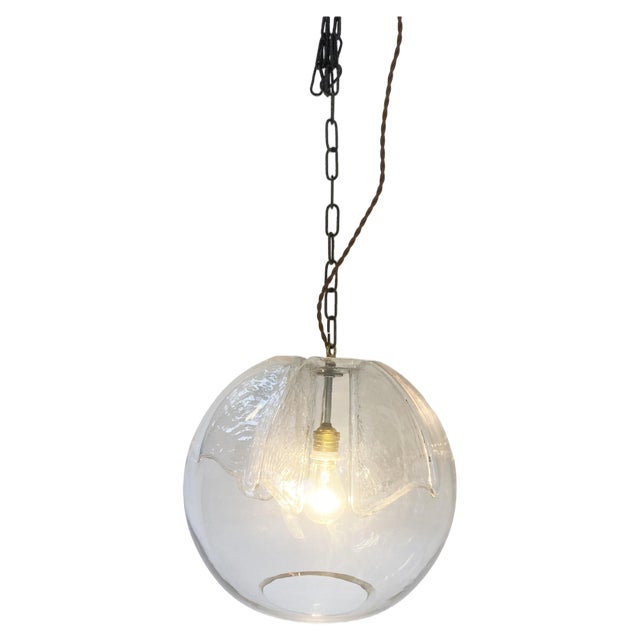 Glass Pendant Light attributed to Peil and Putzler, 1970s For Sale