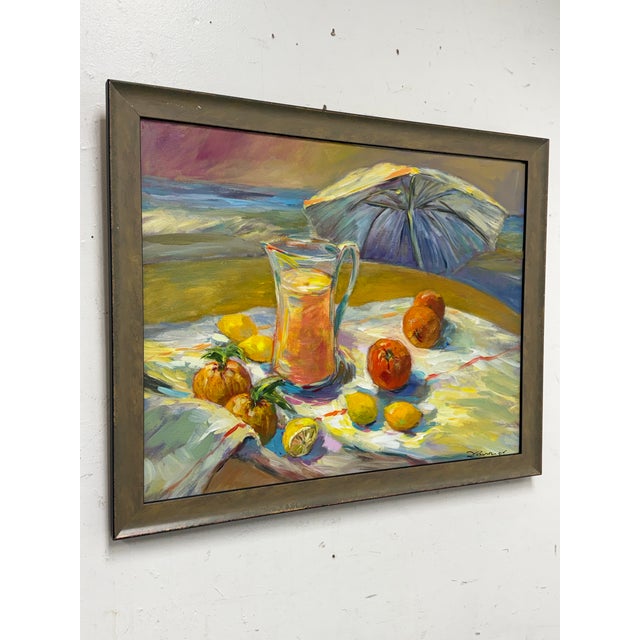 Coastal D. C. Signed “Orange Juice” Acrylic on Canvas Original Painting For Sale - Image 3 of 12