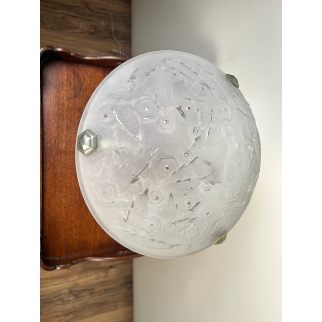 Vintage French Art Deco Frosted Glass Table Lamp by Muller Frères Lunéville C. 1920 For Sale In Boston - Image 6 of 13
