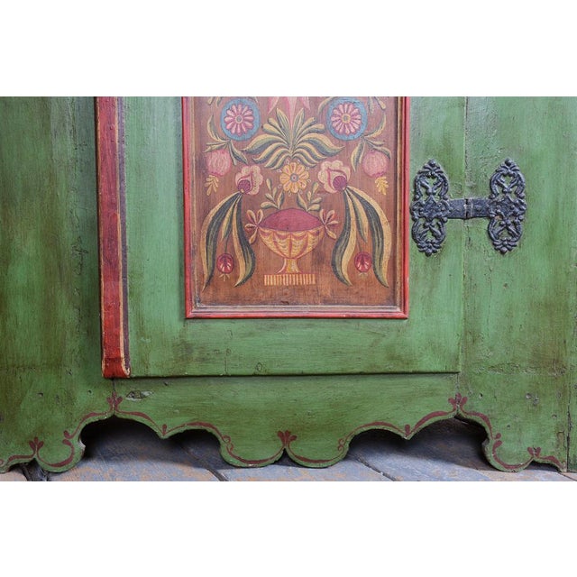 Green Baroque Wardrobe in Spruce with Paintings, Czech, 1800s For Sale - Image 8 of 18