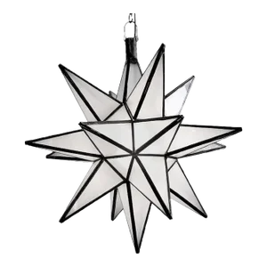 Frosted White Glass Star Pendant Light Large