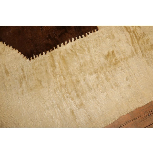 Vintage Ivory and Brown Turkish Mohair Rug - 5'2" x 6'3" For Sale - Image 4 of 7