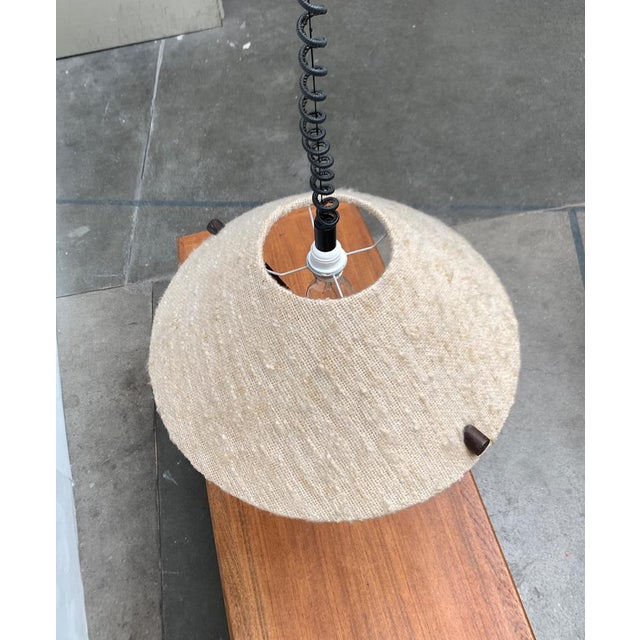 Mid-Century Wood and Wool Pendant Lamp, 1960s For Sale - Image 6 of 18