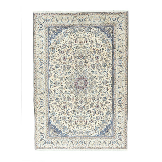 Hand-Knotted Nain 9la Oriental Rug with Silk Content For Sale - Image 13 of 13