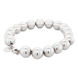 Tiffany & Co. Sterling Silver 10 Mm Beaded Bracelet For Sale