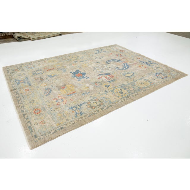 Modern Apadana's Modern Beige Sultanabad Wool Rug With Allover Design For Sale - Image 3 of 10