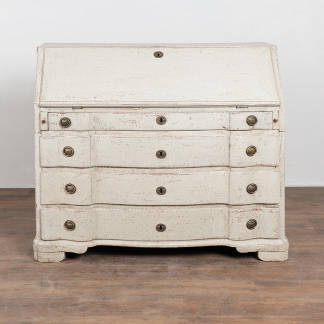 Rococo Early 19th Century White Danish Oak Secretary Bureau For Sale - Image 3 of 9