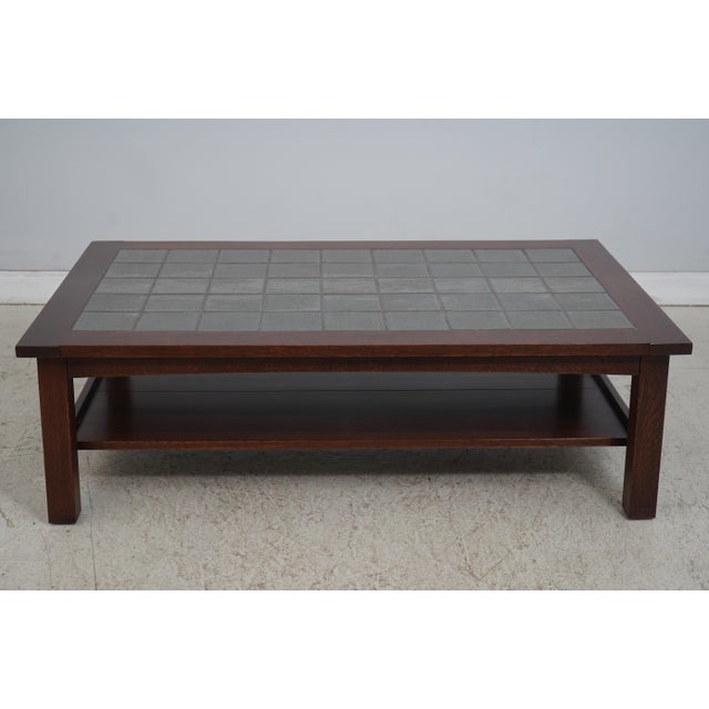 Age: C.2020 Details: Dark Oak Finish Possibly no.34 Eastwood Finish Gorgeous Tile Top High Quality Construction Solid Oak...