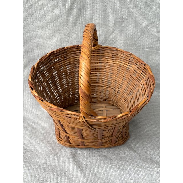 Wood Vintage Natural Wicker and Rattan Basket For Sale - Image 7 of 12