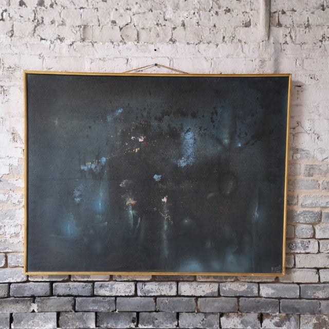 Add a bold and atmospheric statement to your space with this 1960s French abstract painting, a striking work dated and...