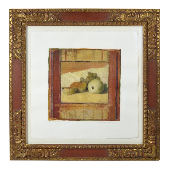 Danielle Desplan Original Signed Lithograph in a Baroque Italian Style Frame For Sale