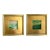 "Green Landscape" Pair of Framed Mini Paintings by Jessalin Beutler For Sale