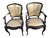 French Provincial Pair 1940s French Provincial Maple Louis XV Ebony Armchairs – Newly Upholstered For Sale - Image 3 of 16