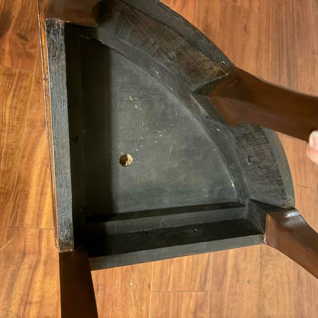 Vintage Carved Asian Hardwood Tea Table With Glass Top and Matching Nesting Stools For Sale - Image 18 of 18