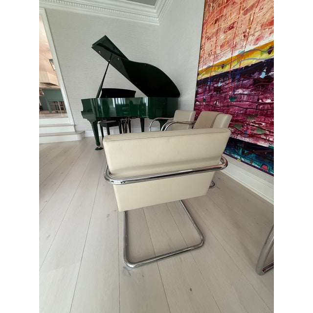 Metal 1980s Brno Style Tubular Chairs in Cream - Set of 4 For Sale - Image 7 of 7