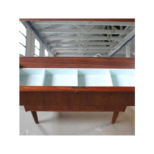 Type Dressing table with chest of drawers Date 1960-69 Origin Italy Materials Teak Model Four drawers with mirror...