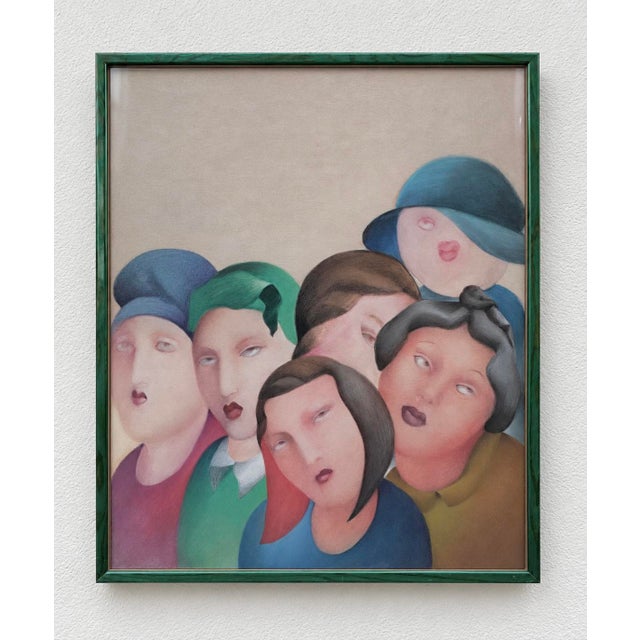 Jeanne Marie Cornélius, Modernist Figurative, 1970s, Pastel and Fabric For Sale - Image 9 of 9