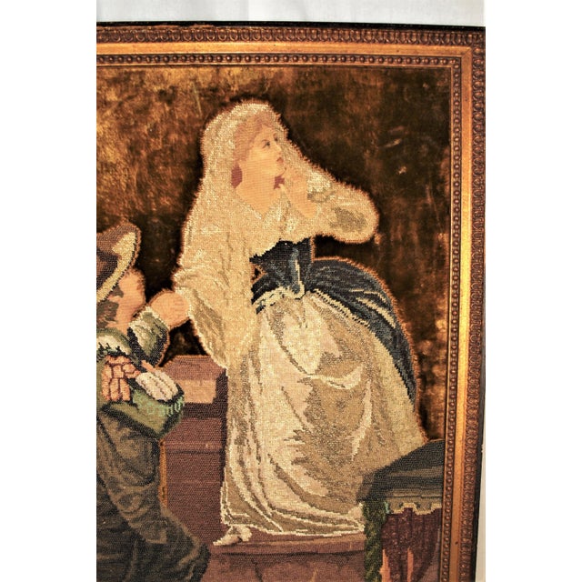 Antique Framed Spanish Beaded Embroidery With Petite Point For Sale - Image 4 of 9