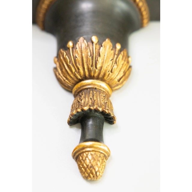 Gold Mid-Century Neoclassical Italian Black & Gold Gilt Brackets Shelves - A Pair For Sale - Image 8 of 9