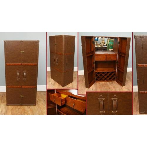 Campaign Leather Drinks Cabinet with Mirror For Sale - Image 13 of 13