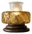 Mid-Century Table Lamp in Pressed Amber Glass and Wood, 1930 For Sale