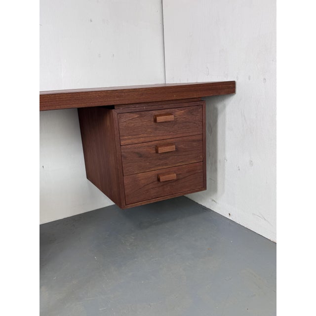 Black Mid-Century Modernist Danish Teak Desk by George Nakashima, 1950s For Sale - Image 8 of 15