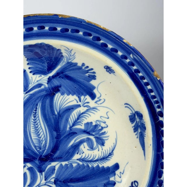 Blue and White Faience Plate, Manises, Spain, 19th Century For Sale - Image 4 of 7