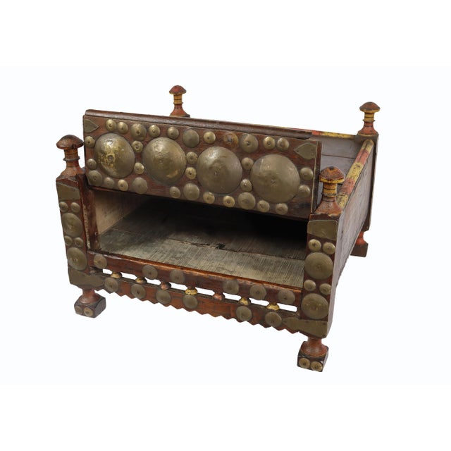 Very rare Antique solid wood orient tea table side table from Afghanistan with secret compartment and decorated with...