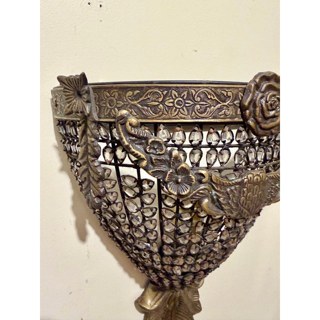 Hollywood Regency Brass and Crystal Sconces, Usa, 1990s For Sale - Image 9 of 13