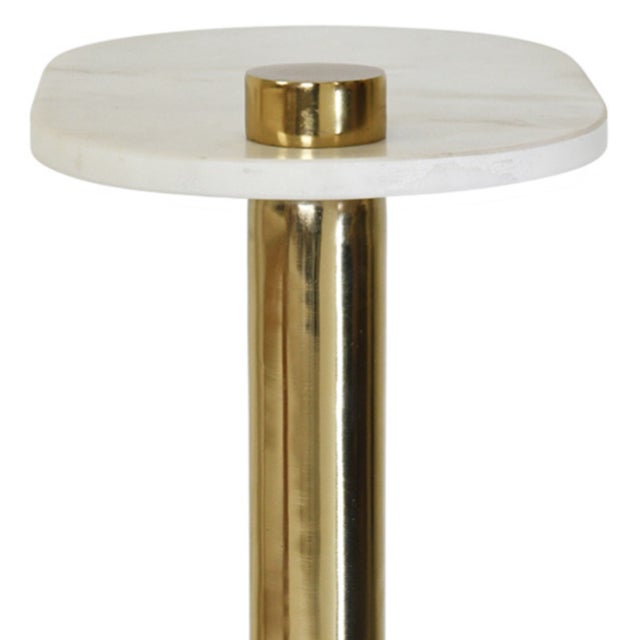 Matthew Izzo Home Simeon Polished Brass and Marble Racetrack C Sidetable For Sale In New York - Image 6 of 8