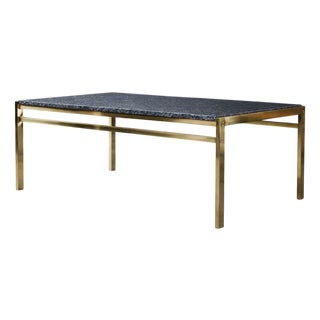Mid-Century Italian Modern Brass Coffee Table with Stone Top, 1970s For Sale