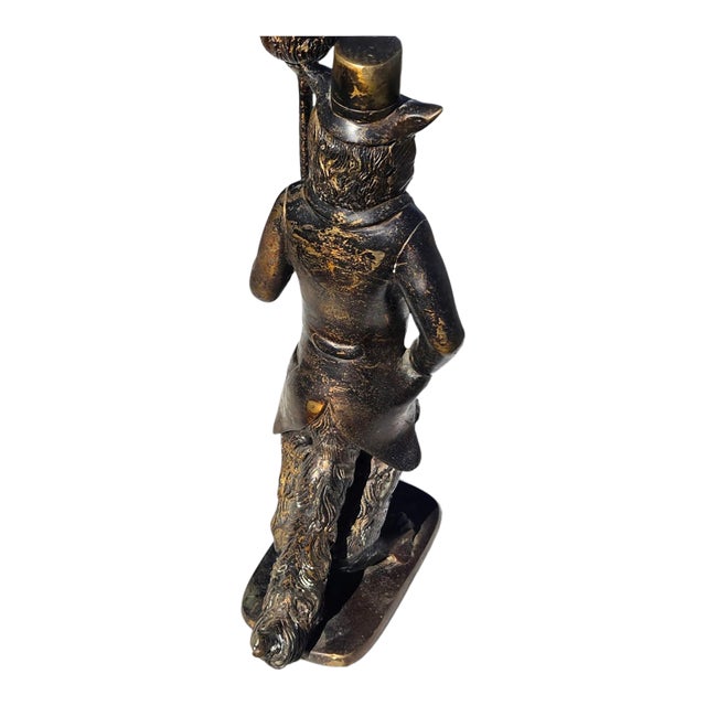 19th Century Bronze-Finish Anthropomorphic Fox or Dog Gentleman Candlestick Holder For Sale