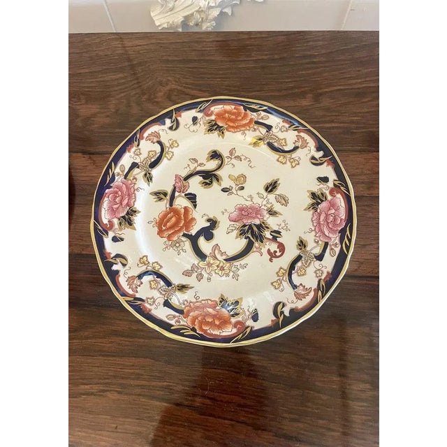 Pair of quality antique hand painted Masons Ironstone plates with fantastic quality hand painted decoration in red, pink,...