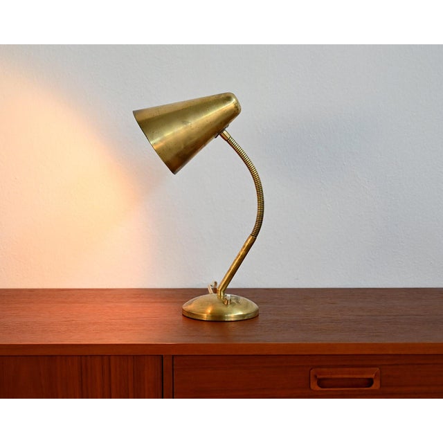 Gold Scandinavian Brass Table Lamp, 1950s For Sale - Image 8 of 8